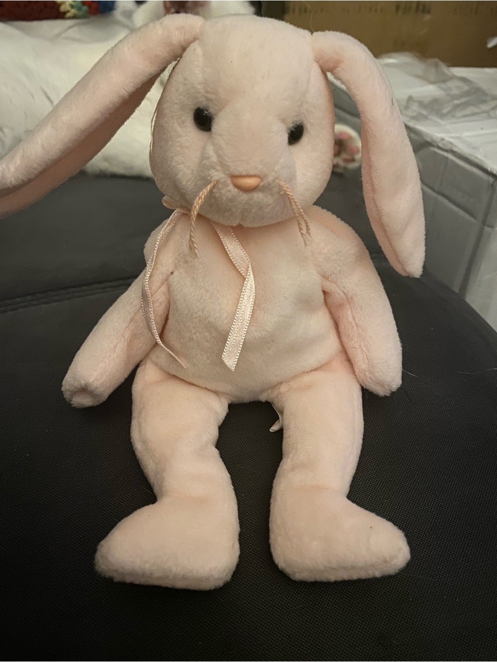 Ty Hoppity Plush Bunny in Pale Pink and White